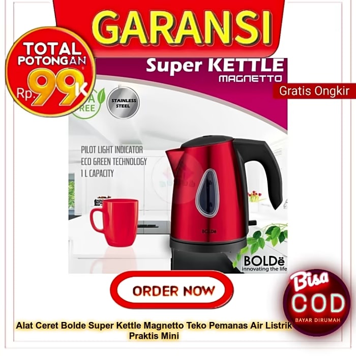 Alat Ceret BOLDE Super Kettle Magnetto Teko Pemanas Air Listrik Praktis Mini