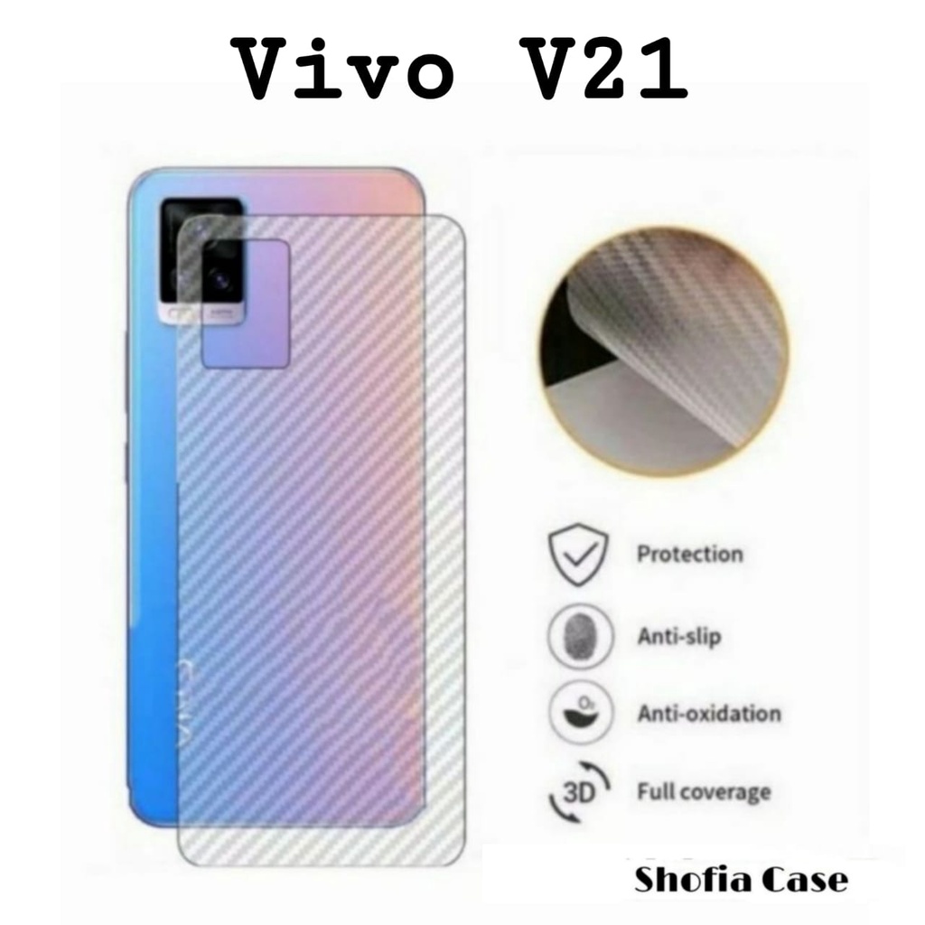 PROMO GARSKIN CARBON VIVO V23 5G V23E Y75 5G V21 4G/5G SKIN PROTECTOR TRANSPARAN