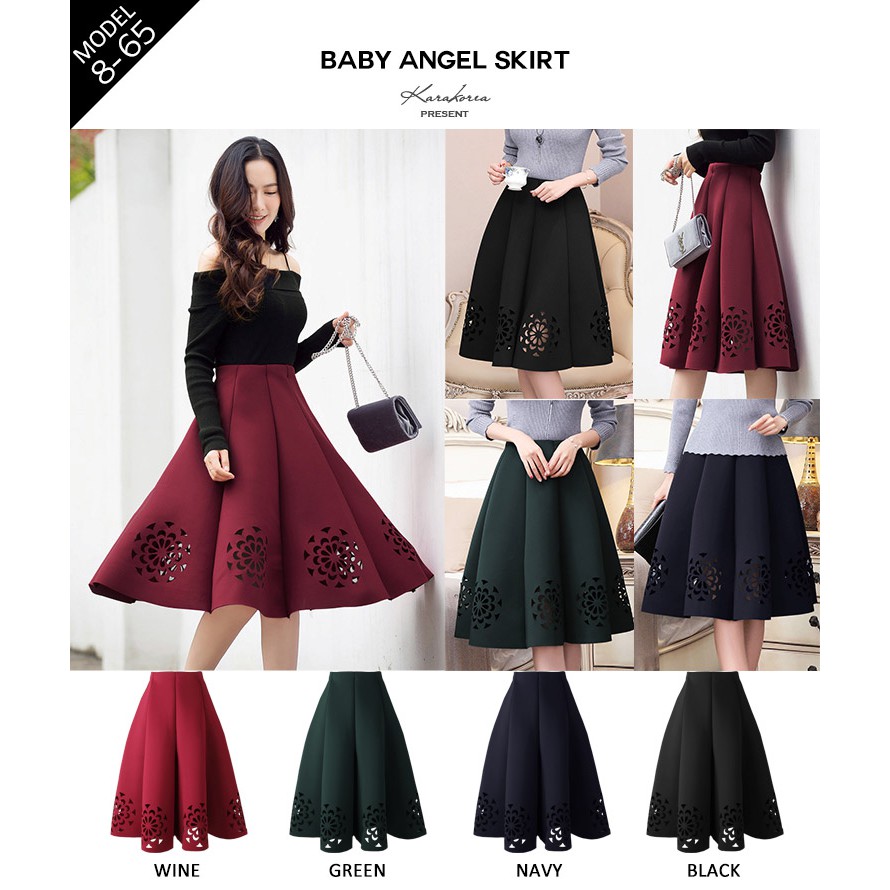 KARAKOREA 8-65 Baby Angel skirt Rok ngembang Rok Midi Rok tebal