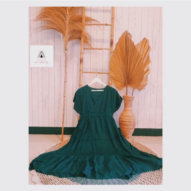 Daster Kimono Pendek || Daster Kimono Ruffle || Daster Kimono Polos || Dress Kimono || Daster ||-Hijau Botol