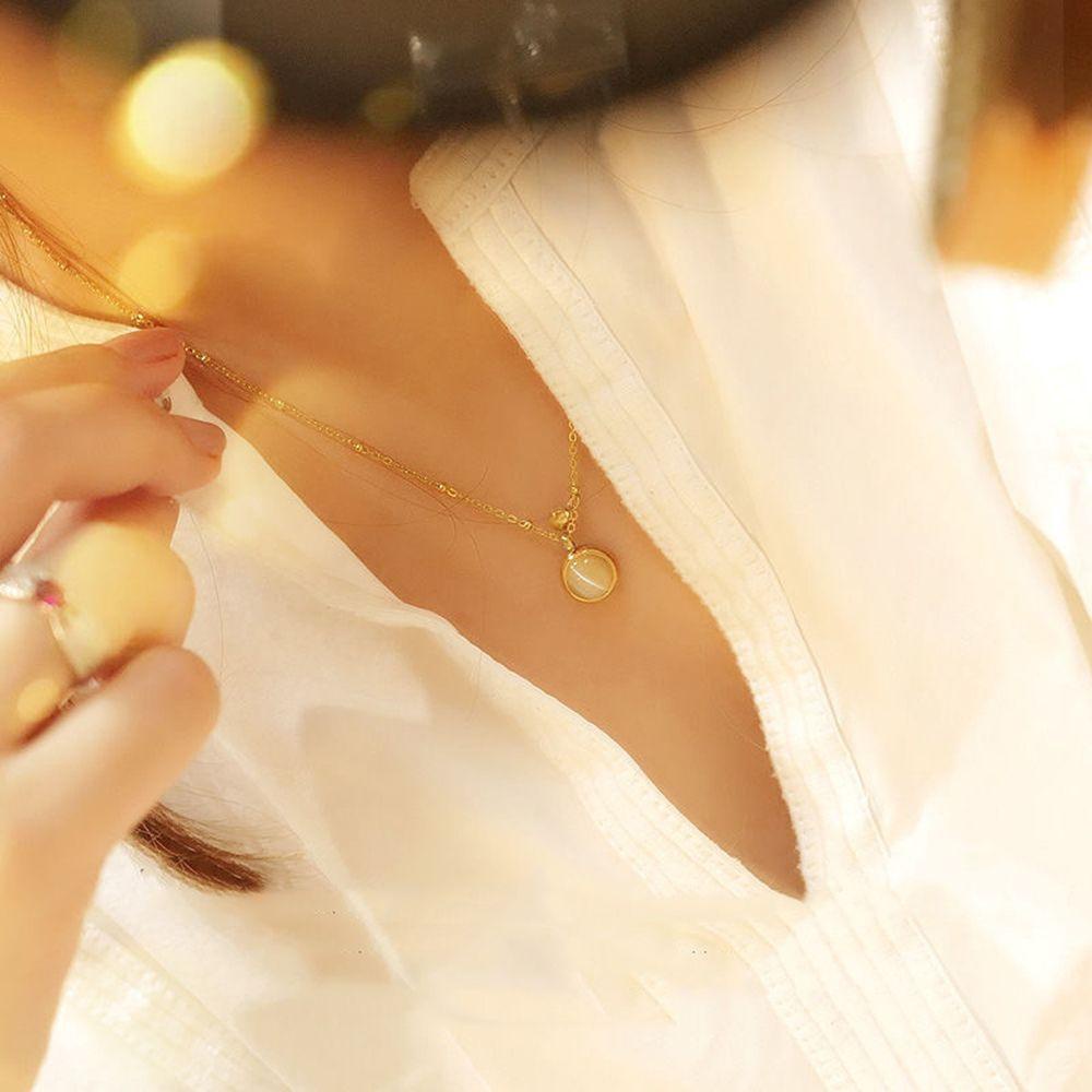 Mxbeauty Opal Kalung Trendi Hadiah Indah Perempuan Berlian Gadis Baja Titanium Wanita Rantai Klavikula