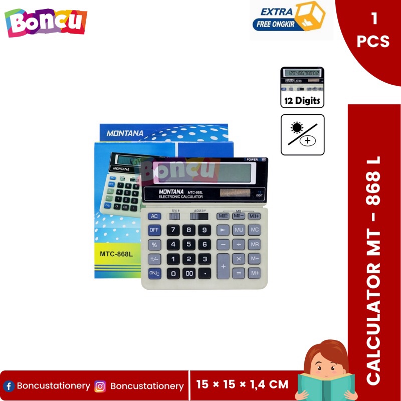 

Montana Calculator / Kalkulator Montana MTC-868L 12 Digits alat tulis murah [ 1 PCS ]