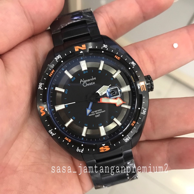 Jam Tangan Alexandre Christie Ac 6436 Original Hitam Cowok