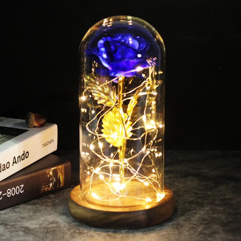 Lampu LED Bunga Mawar Dekorasi Beauty And The Beast Rose | Hampers Pajangan Kado Hiasan Ruangan Kamar Glass