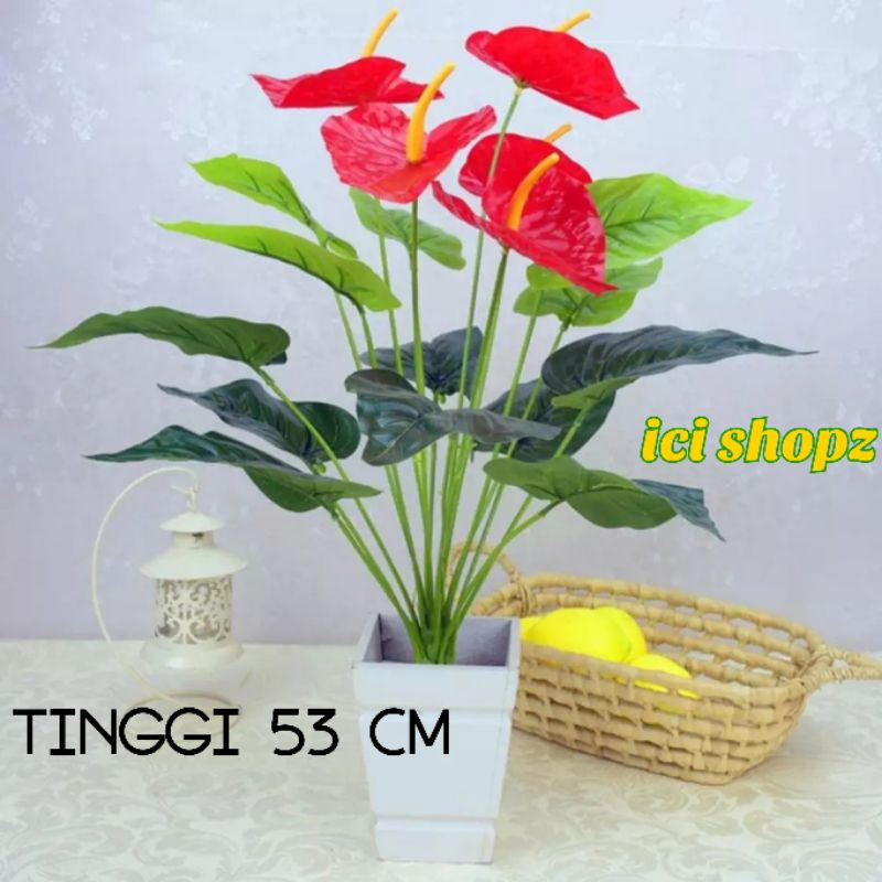 Bunga Anthurium Artificial / Bunga Hias / Bunga Plastik Mirip Asli-2