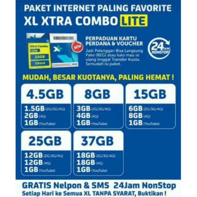 *SUPER PROMO* Voucher XL COMBO LITE Masa Aktif 30 Hari, Via Chat