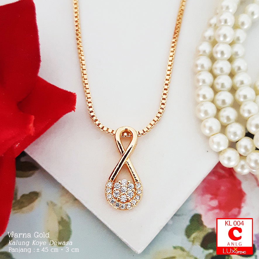 KL 004 Kalung Koye Wanita Perhiasan Lapis Emas 18K Permata Sirkon Cubic Zirconia Kalung Xuping Merk Yaxiya Luxx