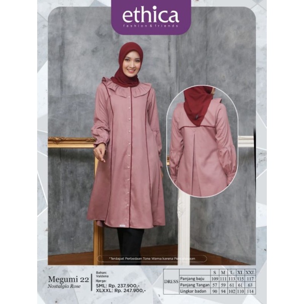 TUNIK ETHICA MEGUMI 22 NOSTALGIA ROSE DARK GREY GINGER SNAP