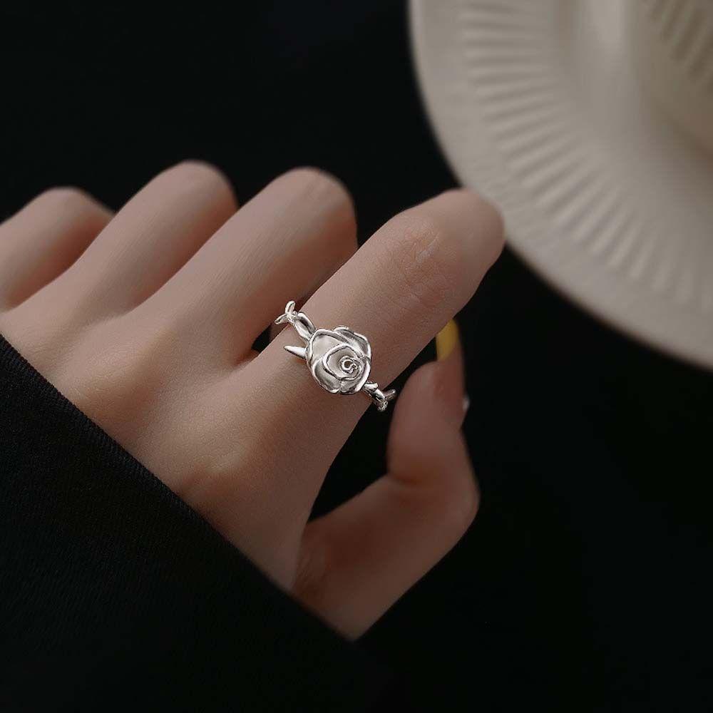 Mxbeauty Cincin Terbuka Hadiah Hari Valentine Untuk Wanita Daun Bunga Mawar Geometris Vintage Knuckle Ring