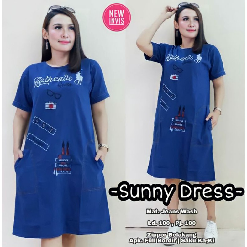 KINAN DRESS JINS Kombinasi/DRESS WANITA Korean Style/DRESS STANDAR/Dress jeans Jumbo ld 120 tunik bo