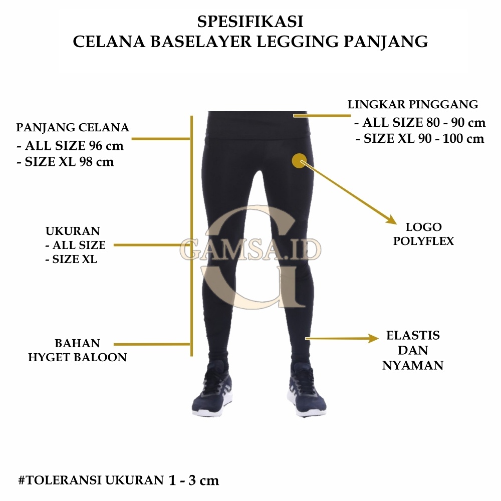 CELANA MANSET SIZE XL PRIA WANITA - CELANA BASELAYER PANJANG DALEMAN MANGSET LEGGING OLAHRAGA SPORT BOLA FUTSAL