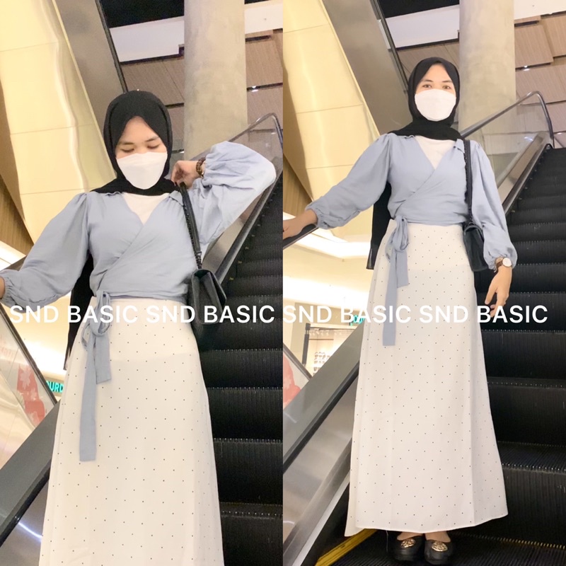 ONE SET SHENA WRAP TOP + POLKA SKIRT