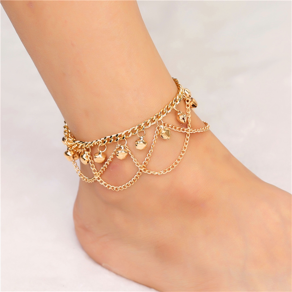 Fashion Ins Style Bohemian Style Wave Tassel Gold Alloy Anklet