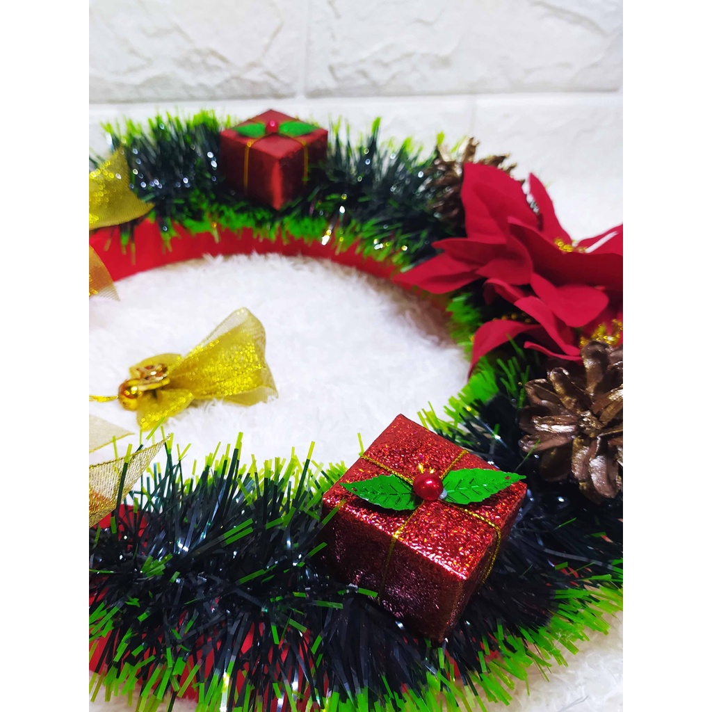 ( Diameter 30 cm ) Fancy Wreath Exclusive - Gantungan Hiasan Dekorasi Natal