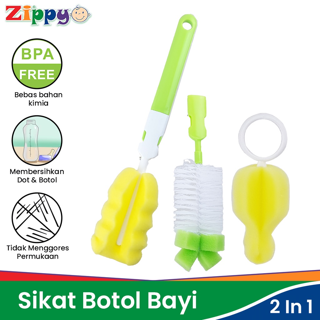 ♥BabyYank♥ Zippy SIKAT BOTOL BAYI 2 IN 1 Sikat Botol &amp; Dot Bottle Brush BPA Free ZIP-OK-505