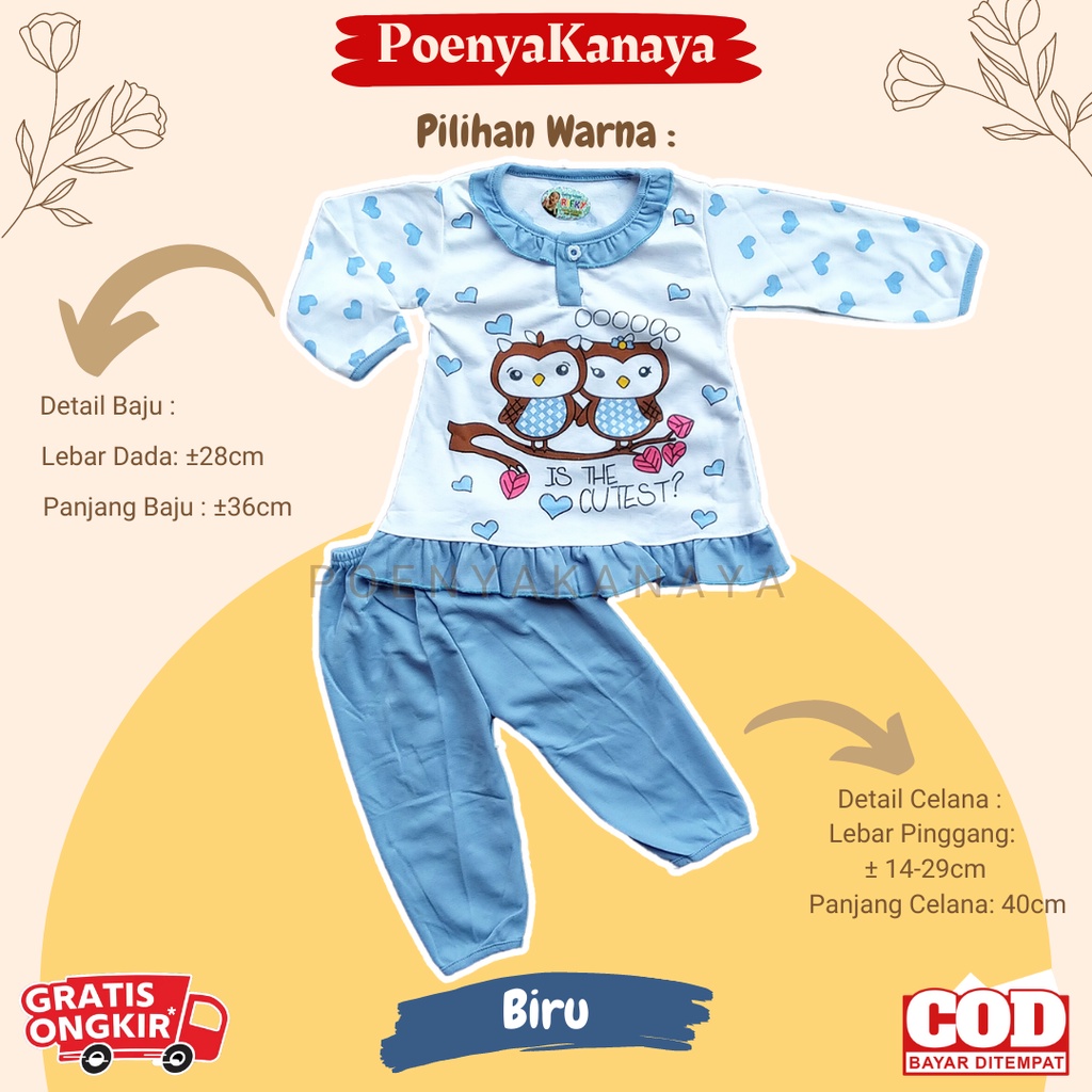 Setelan Baju Bayi Piyama Bayi Panjang Perempuan OWL RIFKY 6-18 bln SPY91