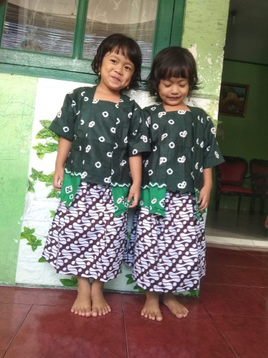 Setelan Batik Jumputan Anak Kutubaru Bahan Katun Warna Hijau Ba180