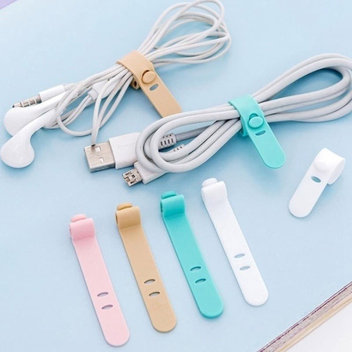 Pengikat Penggulung Kabel Cable USb Headset Warna Candy Polos Karet