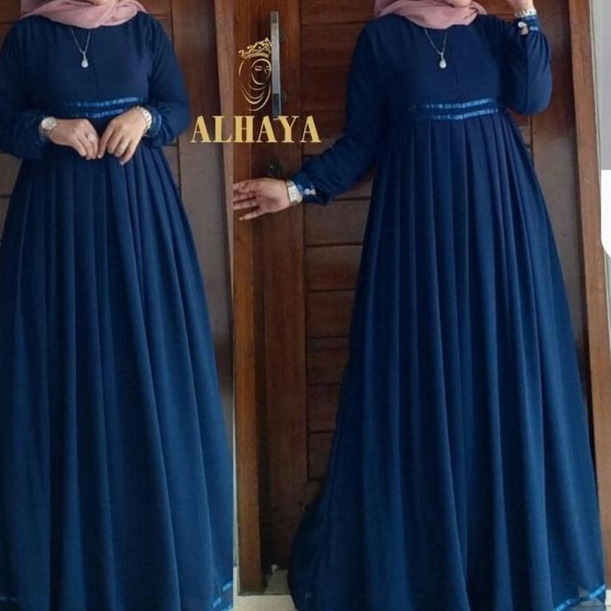 ♤ gamis putih hitam/alhaya/gamis terpopuler/gamis putih remaja/fashion wanita/gamis polos/polosan/dr