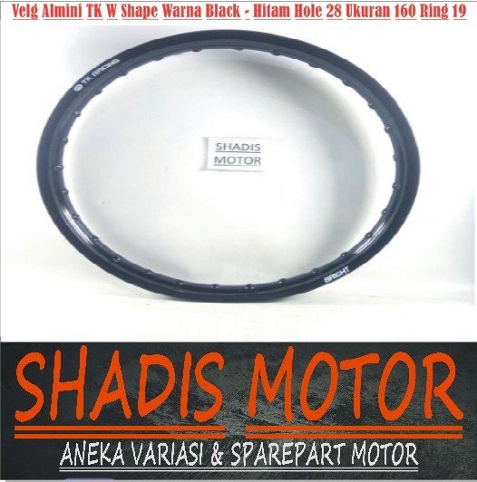 Velg Almini TK W Shape Ukuran 160 Ring 19 Hole 28 Warna Hitam Velg Jari Jari Motor