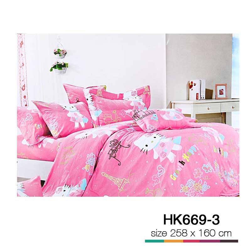 Set sprei, bungkus kasur, sarung bantal Hello Kitty C HK669-3