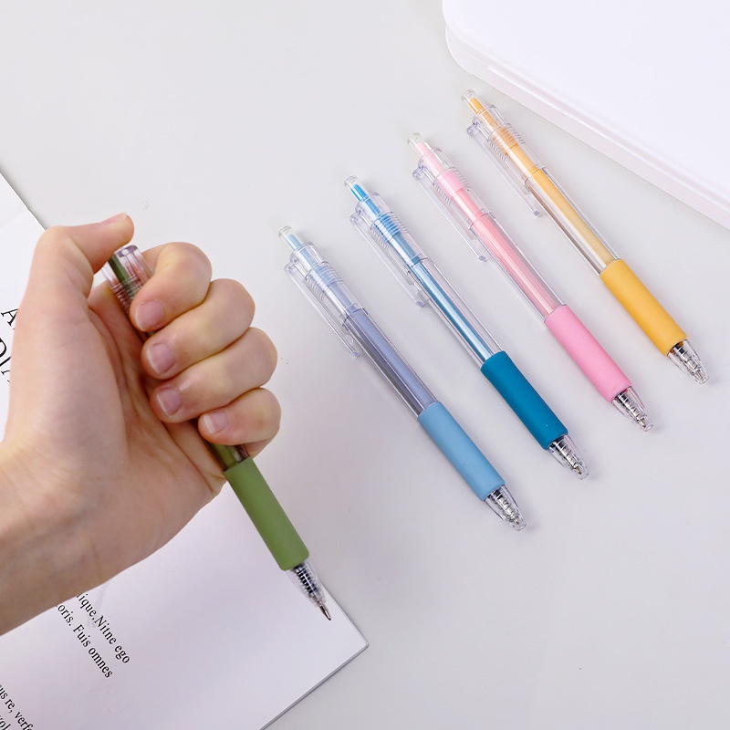 5pcs Pulpen Tinta Gel 0.5mm Warna Hitam Untuk Alat Tulis Kantor