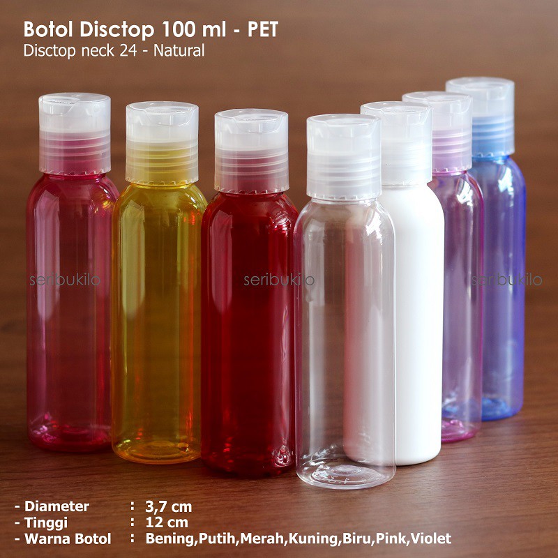 Botol Plastik 100 ml PET - Tutup Disctop Natural