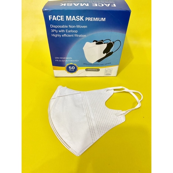 ISI 1 LUSIN masker 3ply / face mask premium / disposable non woven / 3ply with earloop / masker mulut hidung