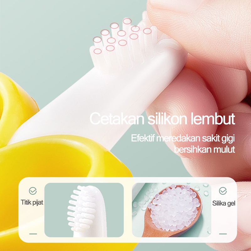 Teether bayi/Gigitan bayi silikon/Baby banana teether/Gigitan bayi teether/Mainan gigitan bayi bahan silikon (B72)