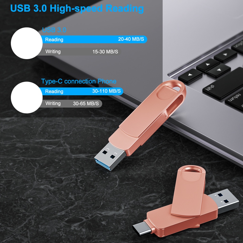 Flashdisk OTG USB Tipe c 2 in 1 Bahan Metal Untuk Android / Laptop