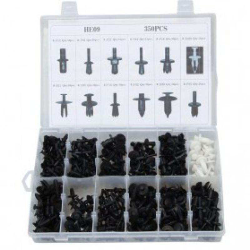 SUGERYY Baut Rivet Mobil Universal Car Push Pin Fasteners Clip 350 PCS - Black