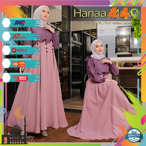 Baju Gamis Syari Muslim Wanita Terbaru 2021 Hana Maxy Dress Murah Cantik Kekinian All Size