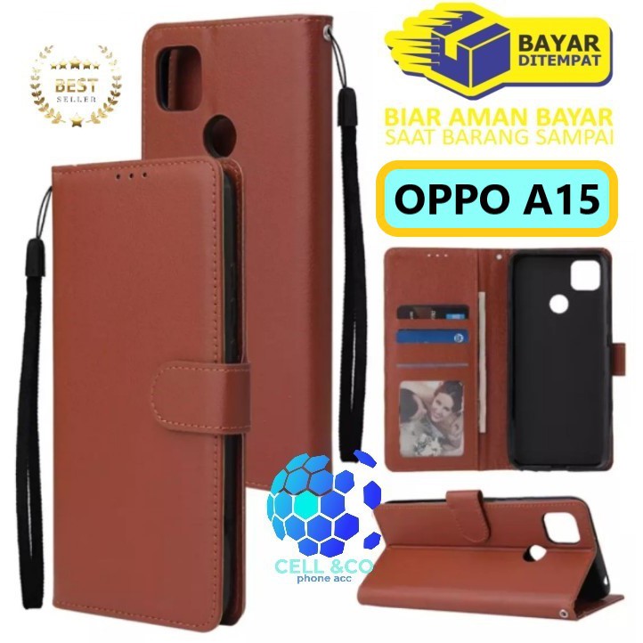 Flip cover OPPO A15 Flip case buka tutup kesing hp casing flip case leather wallet