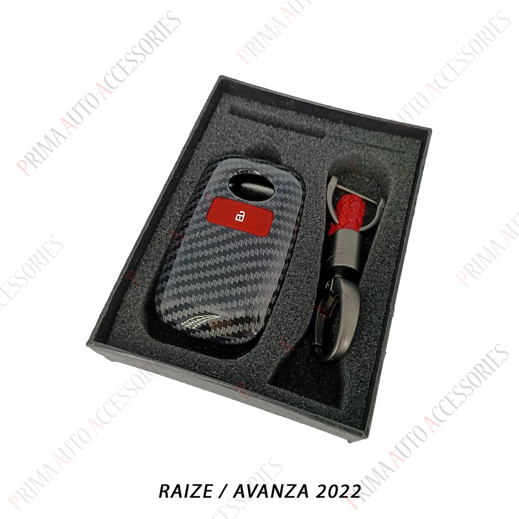 Casing Kunci Remote Mobil Carbon Fiber - Toyota RAIZE / ROCKY / AVANZA New 2022-2023 / Xenia New 2022 / Veloz 2022/Agya 2023