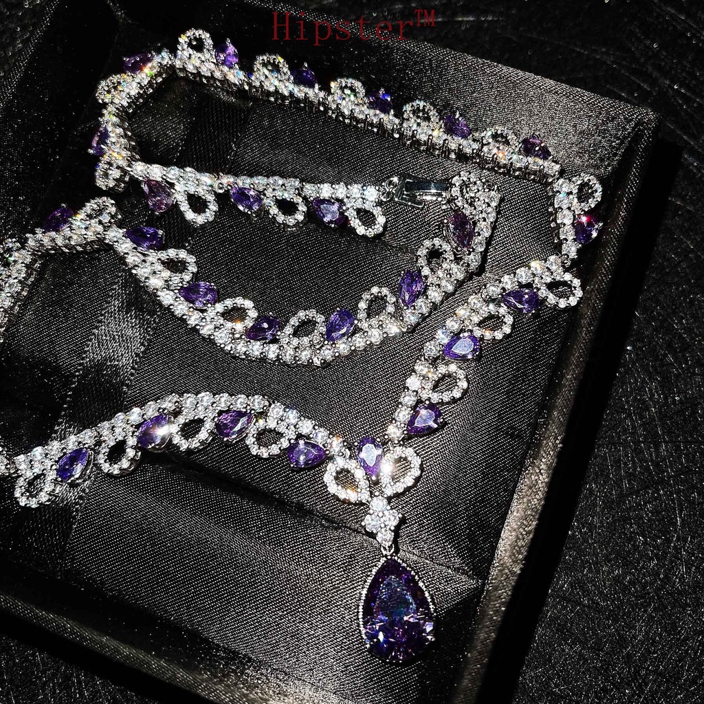 High-End Custom Luxury Micro-Inlaid Diamond Amethyst Pendant Necklace