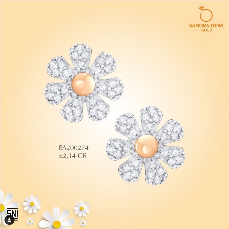 GIWANG TUSUK EMAS SANDRA DEWI GOLD DAISY SERIES BUNGA CANTIK SEKALI