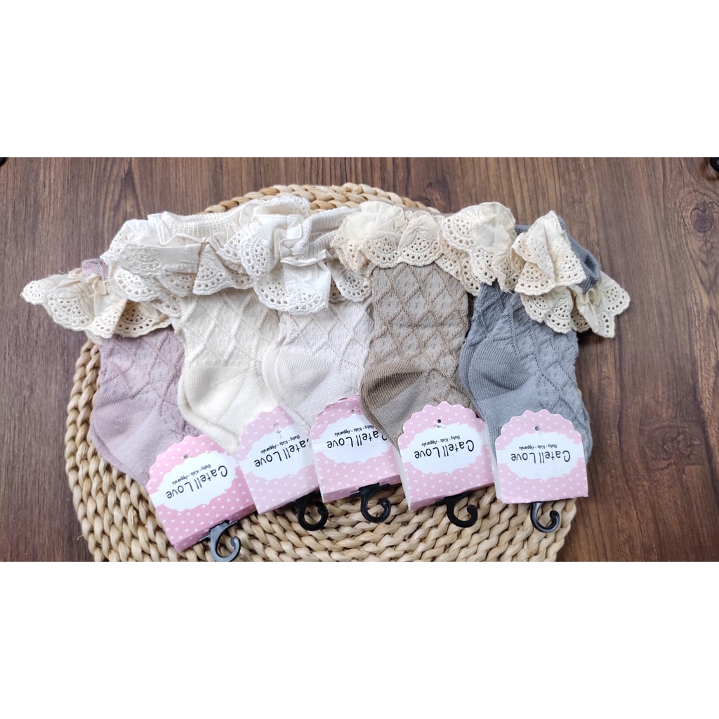 Catell Love Baby Sock Renda Garis Kaos Kaki Bayi Perempuan