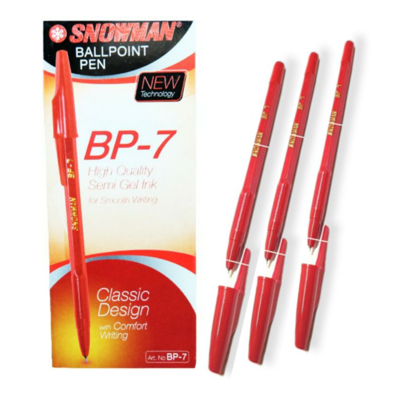 Pulpen Snowman Bp7 Merah 12pc