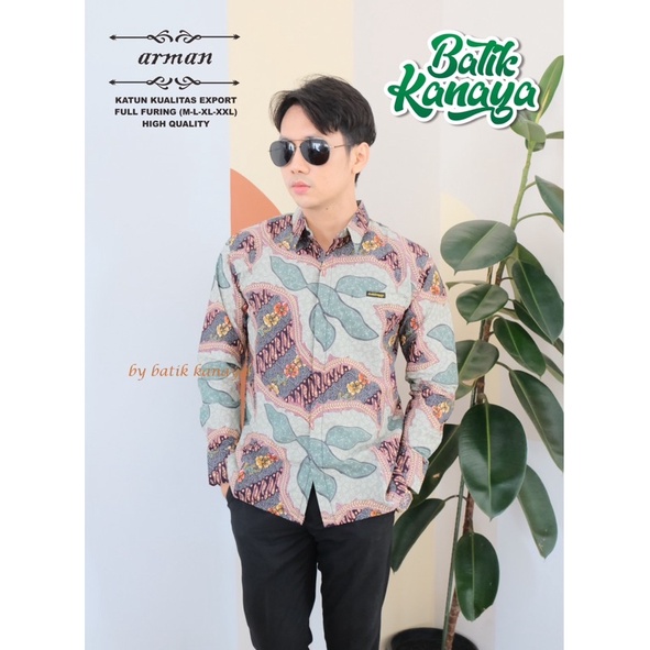 ARMAN kemeja Batik Pria Full Furing Bahan Katun Berkualitas Ekspor By Kanaya