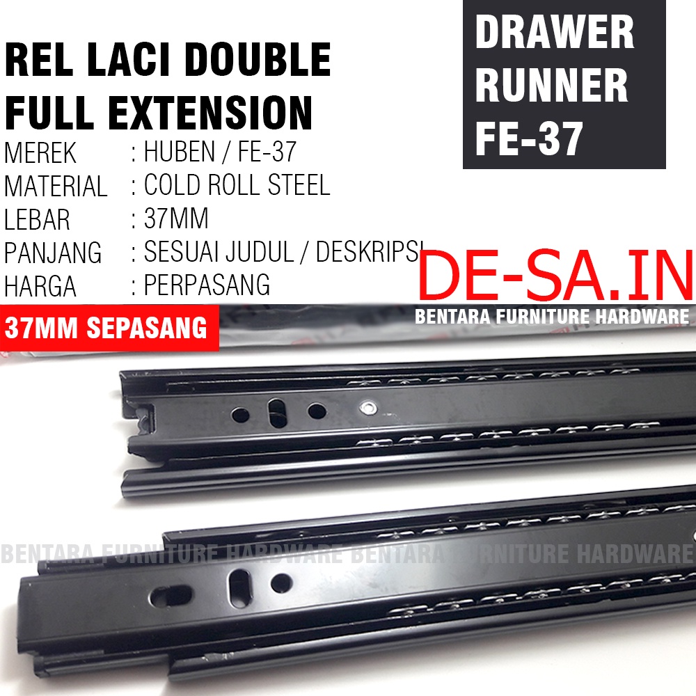 HUBEN FE-37 450MM / Rel Laci (45 CM) Ball Bearing Full Extension Double Track