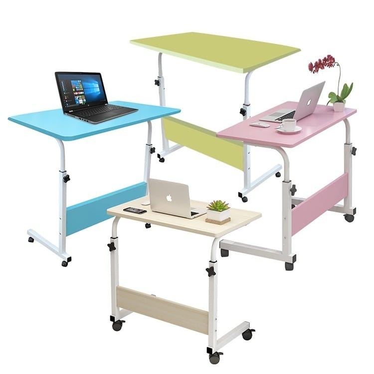 Meja Roda Lipat Portable Adjustable Meja Laptop Roda Tempat Tidur