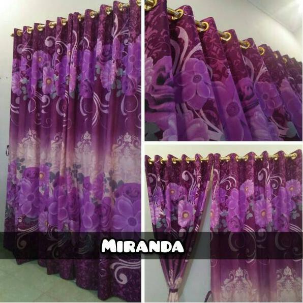 - RR8 Gorden/hordeng/kordeng pintu dan jendela motif bunga mawar ungu ✻