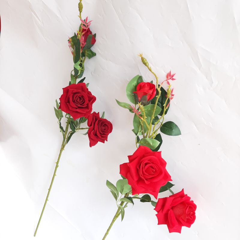 BUNGA MAWAR SUDUT 3 KUNTUM - BUNGA ARTIFICIAL - BUNGA HIAS (BMS25)-3