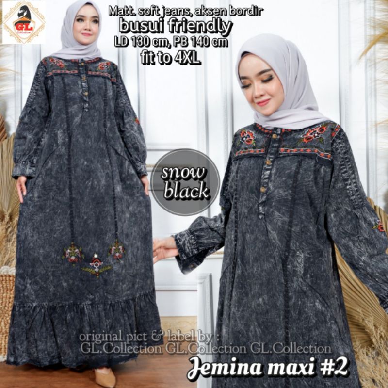 JEMINA MAXI #2 JUMBO | LD 130CM | GAMIS JEANS JUMBO | BAJU JUMBO