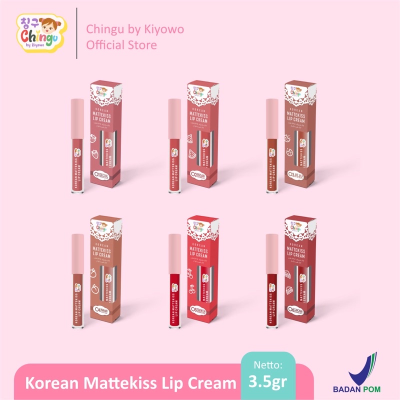 CHINGU BY KIYOWO KOREAN MATTEKISS LIPCREAM 3.5GR