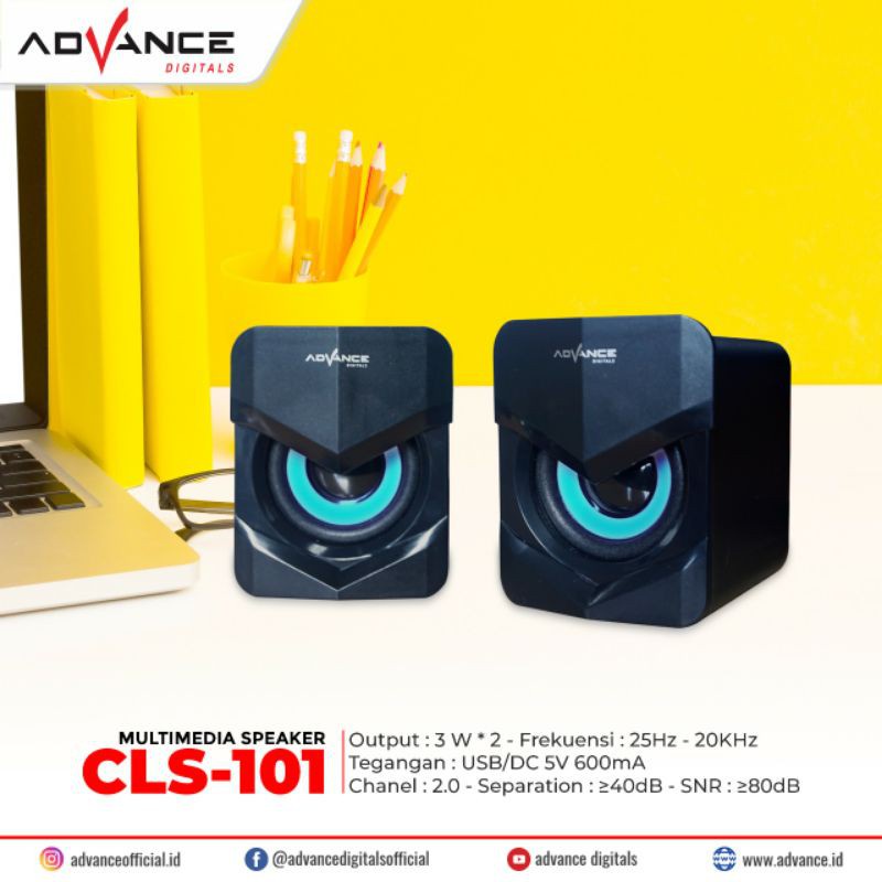 Multimedia Speaker Advance CLS-101 Super Bass 2.0 Channel speaker LED Lamp