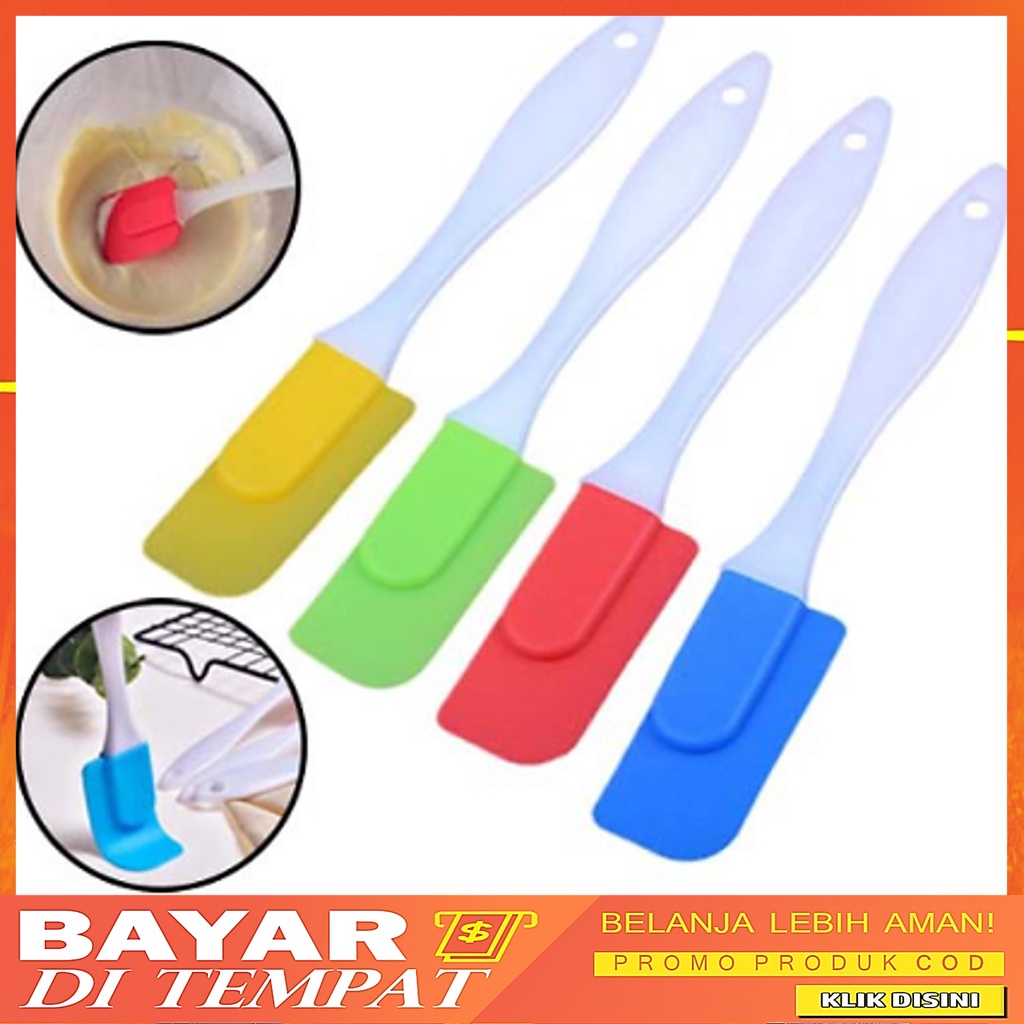 Spatula Silicone Alat Aduk Adonan Kue Anti Lengket Food Grade Elastis Tahan Panas Oles Cake Silikon