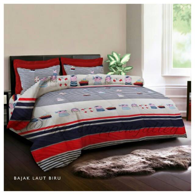 KING RABBIT Sprei Set 120 x 200 x 40 cm - Bajak Laut Biru -