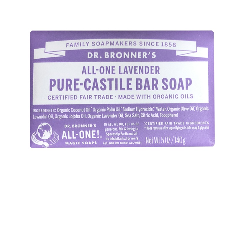 Dr Bronner's140gr All One Rose Almond Peppermint Unscented Lavender Pure Castile Bar Soap Sabun Batang Sabun Mandi Dr Bronners drbronners Dr Broner Bronner