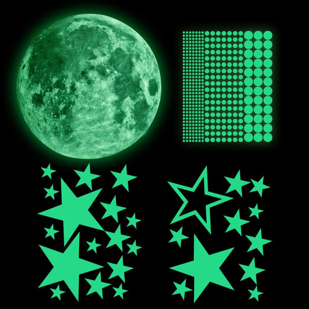 Suyo 435pcs Stiker Dinding Desain Starry Sky Glow In The Dark Fluorescent Dots Untuk Anak